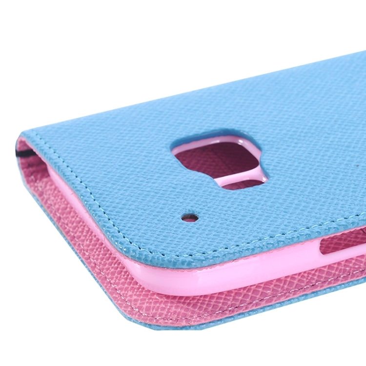 Cross Texture Contrast Color PU Flip Leather Case with Holder & Card Slots & Wallet & Lanyard for HTC One M9