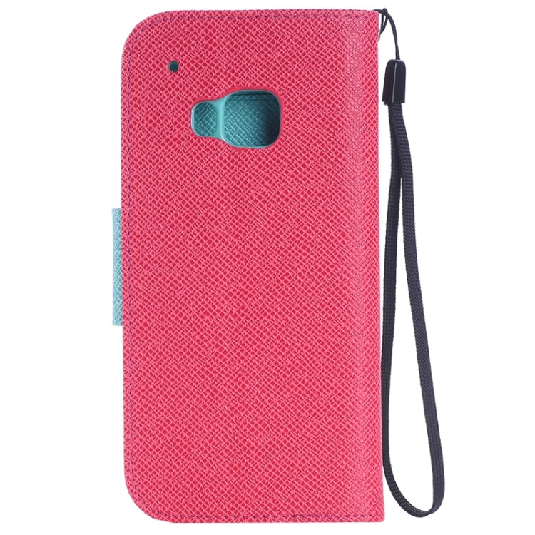 Cross Texture Contrast Color PU Flip Leather Case with Holder & Card Slots & Wallet & Lanyard for HTC One M9