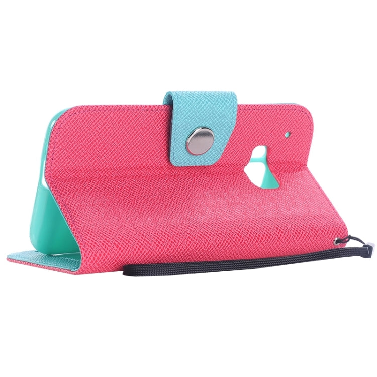Cross Texture Contrast Color PU Flip Leather Case with Holder & Card Slots & Wallet & Lanyard for HTC One M9