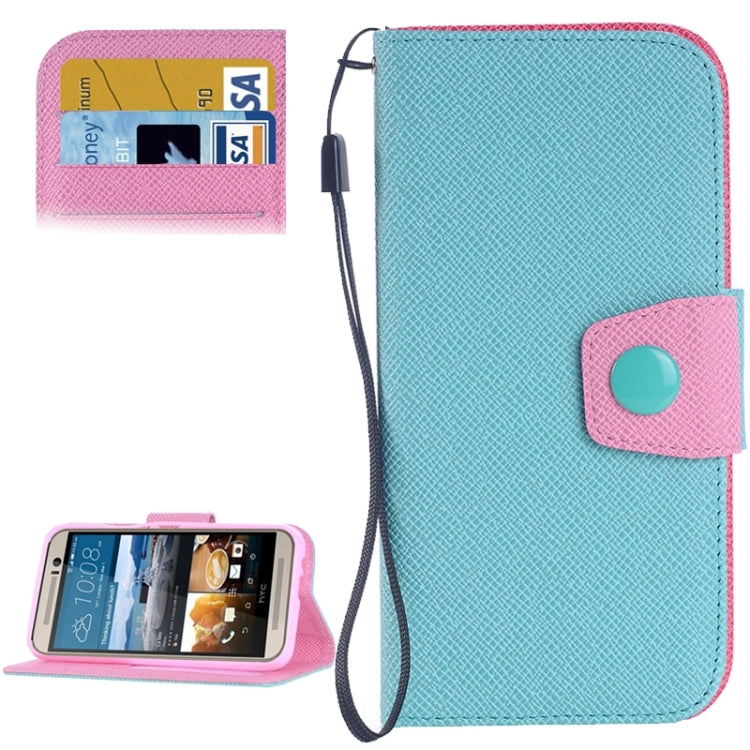 Cross Texture Contrast Color PU Flip Leather Case with Holder & Card Slots & Wallet & Lanyard for HTC One M9
