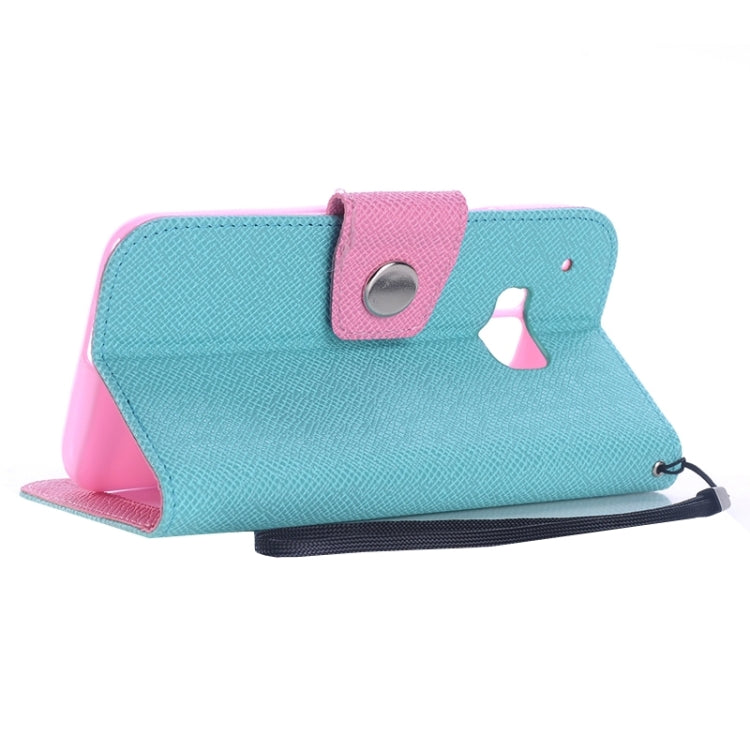 Cross Texture Contrast Color PU Flip Leather Case with Holder & Card Slots & Wallet & Lanyard for HTC One M9