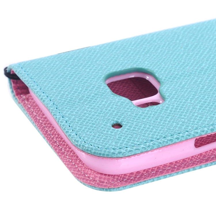 Cross Texture Contrast Color PU Flip Leather Case with Holder & Card Slots & Wallet & Lanyard for HTC One M9