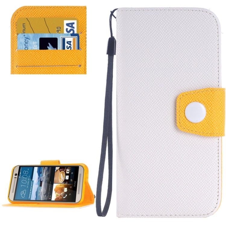 Cross Texture Contrast Color PU Flip Leather Case with Holder & Card Slots & Wallet & Lanyard for HTC One M9