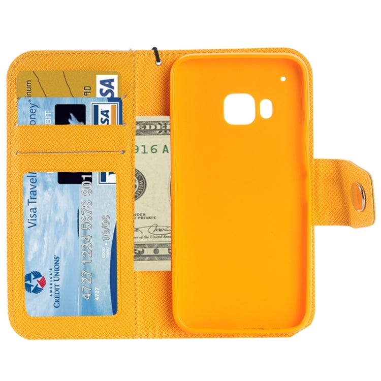 Cross Texture Contrast Color PU Flip Leather Case with Holder & Card Slots & Wallet & Lanyard for HTC One M9