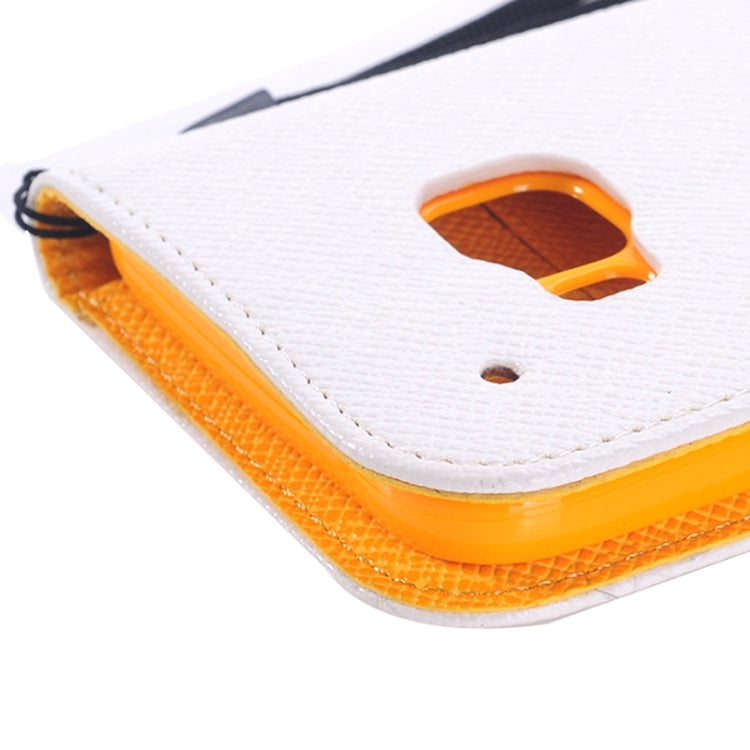 Cross Texture Contrast Color PU Flip Leather Case with Holder & Card Slots & Wallet & Lanyard for HTC One M9