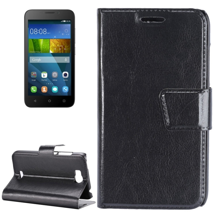 For Huawei  Y541 Crazy Horse Texture Horizontal Flip Leather Case with Holder & Card Slots(Black)