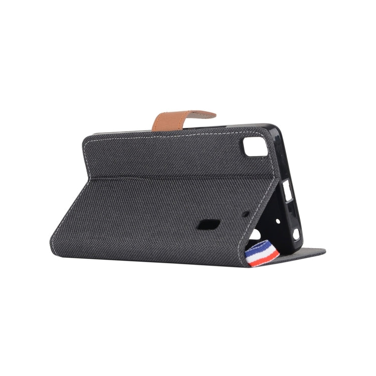 Denim Texture Horizontal Flip Leather Case with Magnetic Snap & Card Slots & Holder & Sling for Lenovo A7000