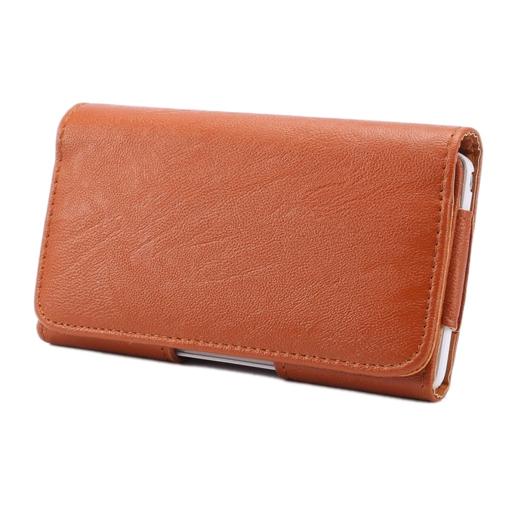 5.5 inch Bark Texture Horizontal Style Leather Waist Bag with Back Splint for Huawei Honor 7i / Honor 6 Plus / P8 / N3 / N2 / N1 & Sony Xperia Z5 / Z4 / Z2 / Z1(Brown)