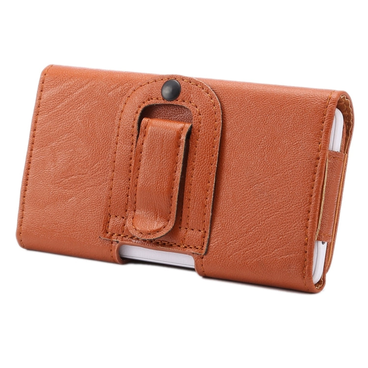 5.5 inch Bark Texture Horizontal Style Leather Waist Bag with Back Splint for Huawei Honor 7i / Honor 6 Plus / P8 / N3 / N2 / N1 & Sony Xperia Z5 / Z4 / Z2 / Z1(Brown)