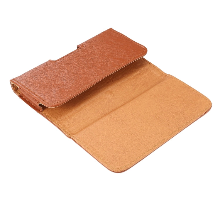 5.5 inch Bark Texture Horizontal Style Leather Waist Bag with Back Splint for Huawei Honor 7i / Honor 6 Plus / P8 / N3 / N2 / N1 & Sony Xperia Z5 / Z4 / Z2 / Z1(Brown)