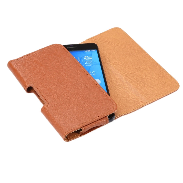 5.5 inch Bark Texture Horizontal Style Leather Waist Bag with Back Splint for Huawei Honor 7i / Honor 6 Plus / P8 / N3 / N2 / N1 & Sony Xperia Z5 / Z4 / Z2 / Z1(Brown)