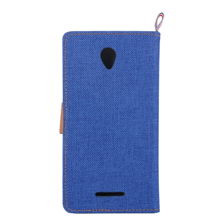 Denim Texture Horizontal Flip Leather Case with Magnetic Snap & Card Slots & Holder & Sling for Lenovo A5000