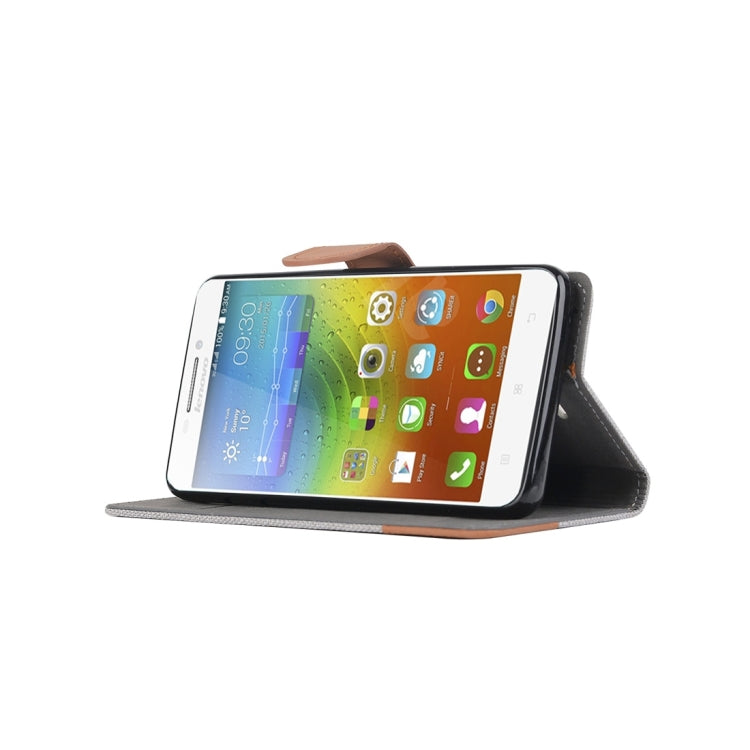 Denim Texture Horizontal Flip Leather Case with Magnetic Snap & Card Slots & Holder & Sling for Lenovo A5000