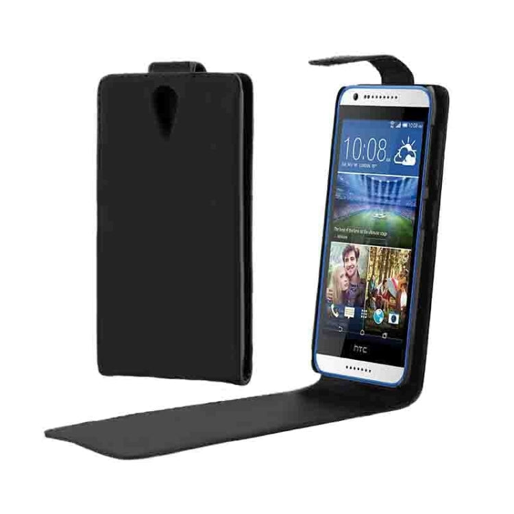 Vertical Flip Solid Color Leather Case for HTC Desire 620(Black)
