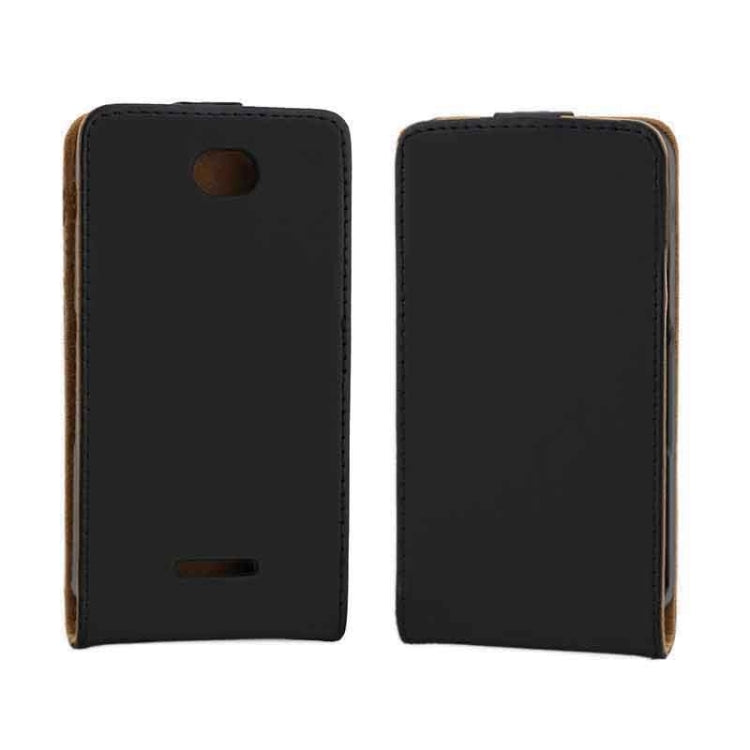 Vertical Flip Magnetic Button Leather Case for Sony Xperia E4(Black)