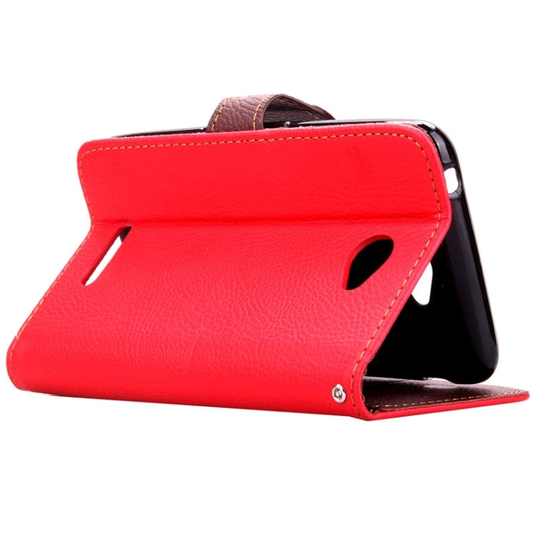 Leaf Magnetic Snap Litchi Texture Horizontal Flip Leather Case with Card Slots & Wallet & Holder & Lanyard for Sony Xperia E4