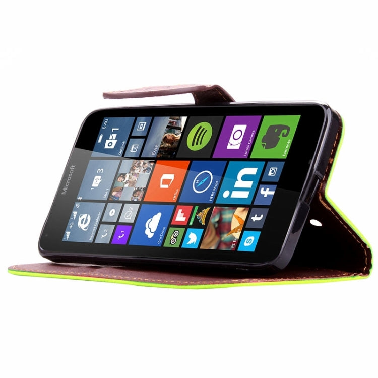 Leaf Magnetic Snap Litchi Texture Horizontal Flip Leather Case with Card Slots & Wallet & Holder & Lanyard for Microsoft Lumia 640