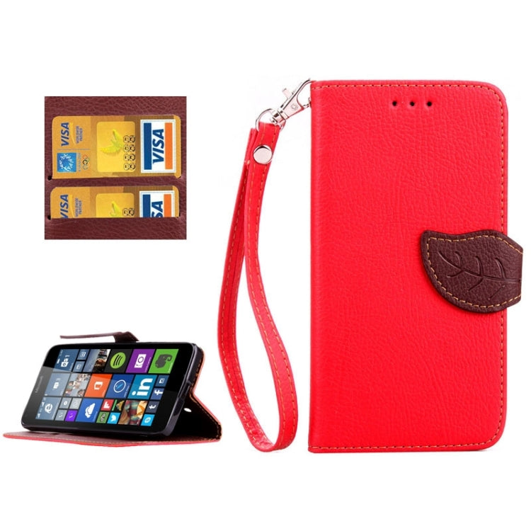 Leaf Magnetic Snap Litchi Texture Horizontal Flip Leather Case with Card Slots & Wallet & Holder & Lanyard for Microsoft Lumia 640