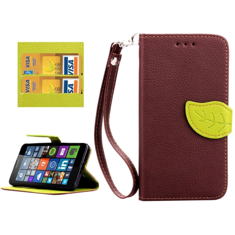 Leaf Magnetic Snap Litchi Texture Horizontal Flip Leather Case with Card Slots & Wallet & Holder & Lanyard for Microsoft Lumia 640