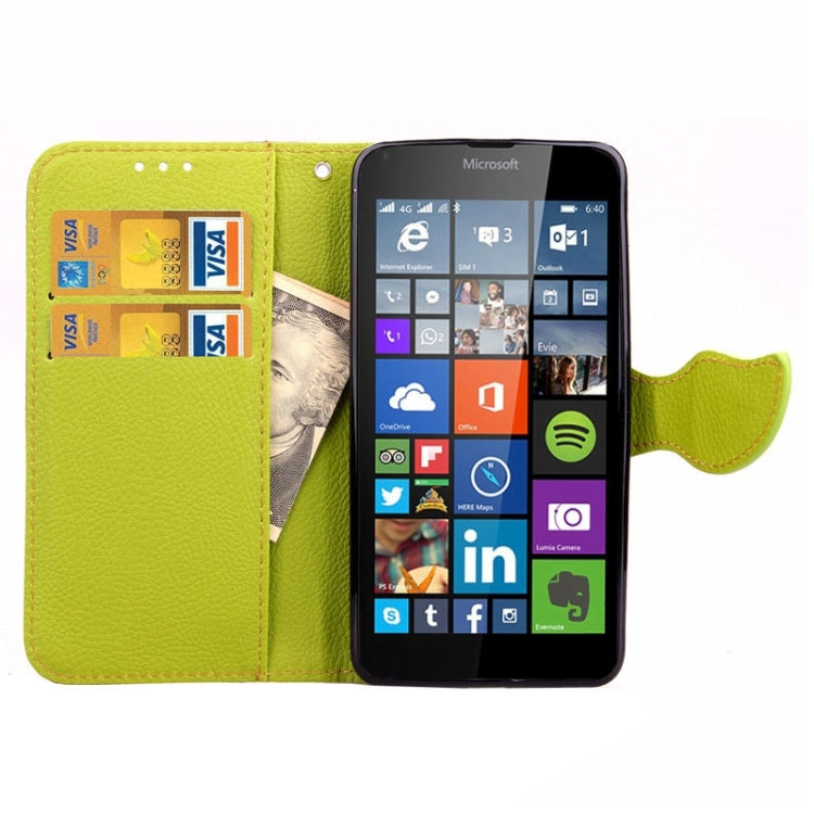 Leaf Magnetic Snap Litchi Texture Horizontal Flip Leather Case with Card Slots & Wallet & Holder & Lanyard for Microsoft Lumia 640