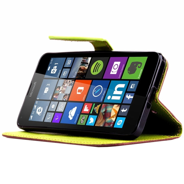 Leaf Magnetic Snap Litchi Texture Horizontal Flip Leather Case with Card Slots & Wallet & Holder & Lanyard for Microsoft Lumia 640