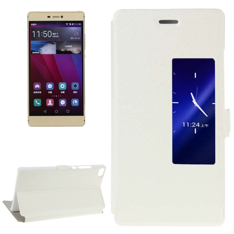 Crazy Horse Texture Horizontal Flip Solid Color Leather Case with Call Display ID & Magnetic Closure & Holder for Huawei P8