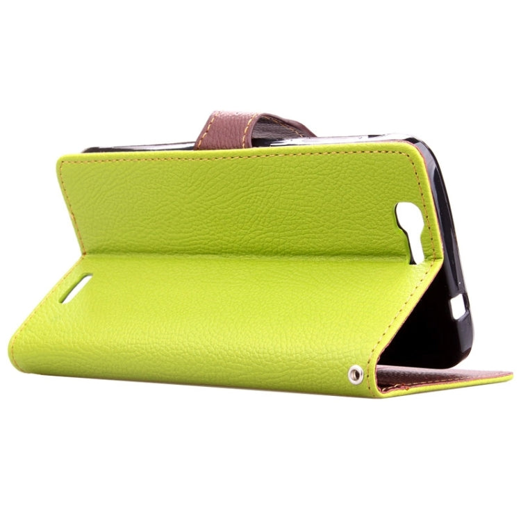 Leaf Magnetic Snap Litchi Texture Horizontal Flip Leather Case with Card Slots & Wallet & Holder & Lanyard for Huawei Ascend G7