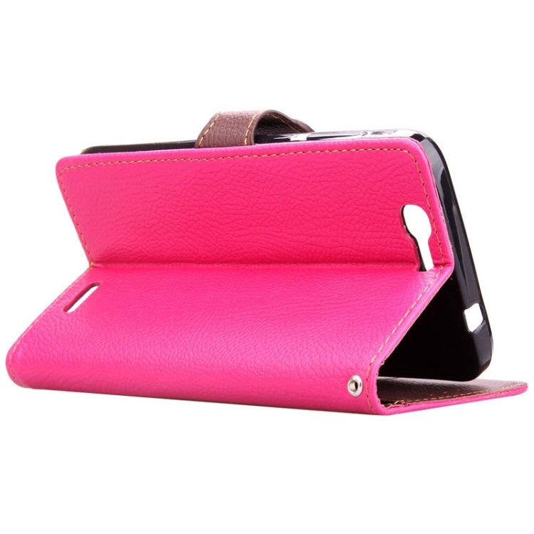 Leaf Magnetic Snap Litchi Texture Horizontal Flip Leather Case with Card Slots & Wallet & Holder & Lanyard for Huawei Ascend G7