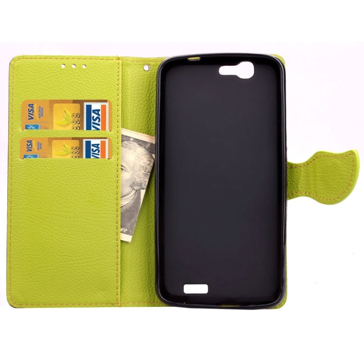Leaf Magnetic Snap Litchi Texture Horizontal Flip Leather Case with Card Slots & Wallet & Holder & Lanyard for Huawei Ascend G7