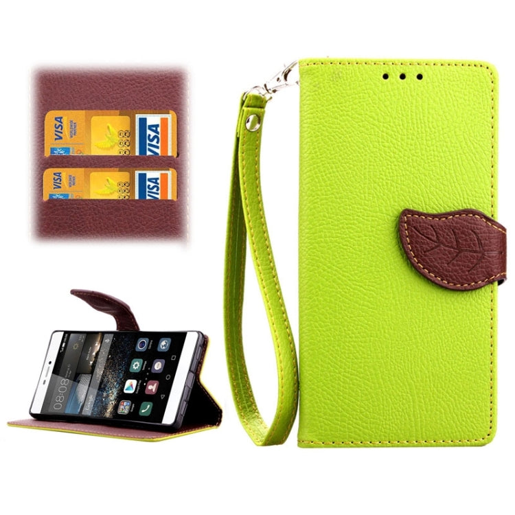 Leaf Magnetic Snap Litchi Texture Horizontal Flip Leather Case with Card Slots & Wallet & Holder & Lanyard for Huawei P8
