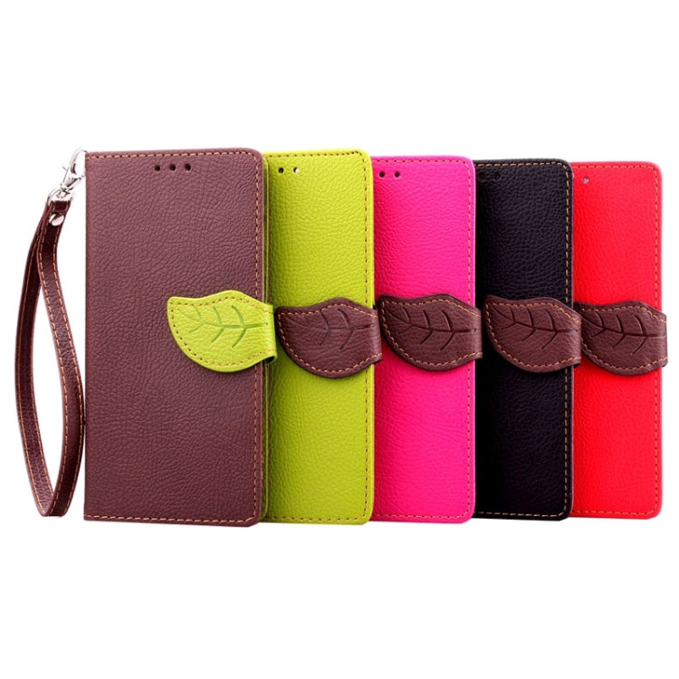 Leaf Magnetic Snap Litchi Texture Horizontal Flip Leather Case with Card Slots & Wallet & Holder & Lanyard for Huawei P8