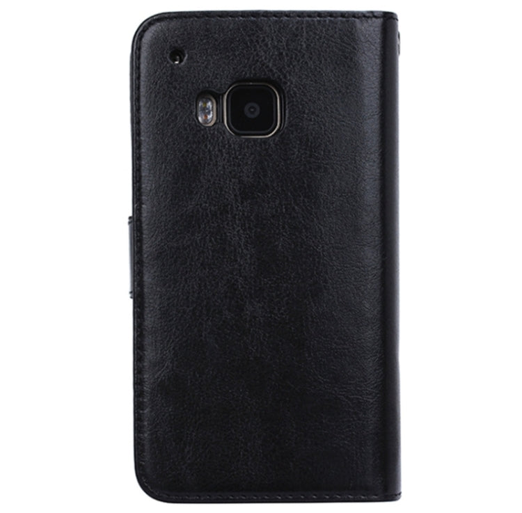 For HTC One M9 Multifunctional Crazy Horse Texture Horizontal Flip Solid Color Leather Case with Nine Card Slots & Wallet