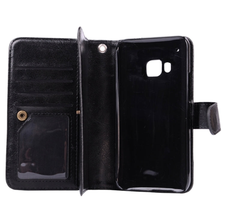 For HTC One M9 Multifunctional Crazy Horse Texture Horizontal Flip Solid Color Leather Case with Nine Card Slots & Wallet