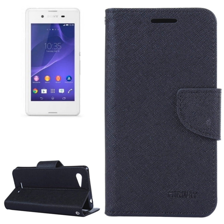 MERCURY Cross Texture Contrast Color Style Leather Case with Holder & Card Slots & Wallet for Sony Xperia E3
