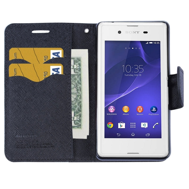 MERCURY Cross Texture Contrast Color Style Leather Case with Holder & Card Slots & Wallet for Sony Xperia E3