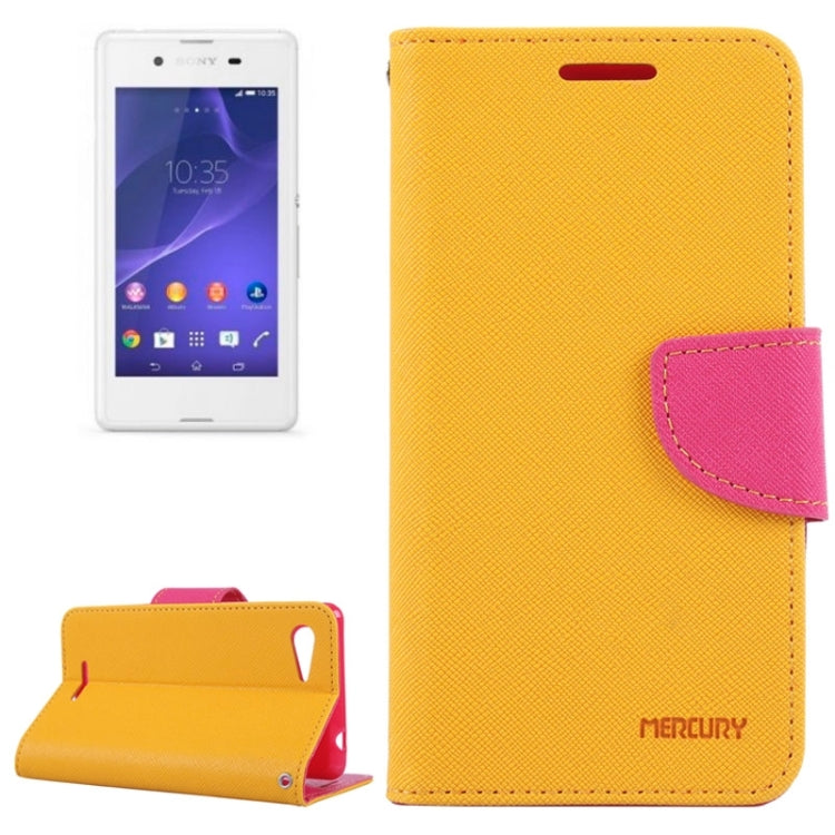 MERCURY Cross Texture Contrast Color Style Leather Case with Holder & Card Slots & Wallet for Sony Xperia E3