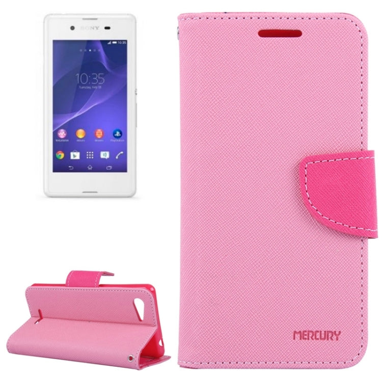 MERCURY Cross Texture Contrast Color Style Leather Case with Holder & Card Slots & Wallet for Sony Xperia E3