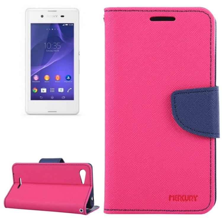 MERCURY Cross Texture Contrast Color Style Leather Case with Holder & Card Slots & Wallet for Sony Xperia E3