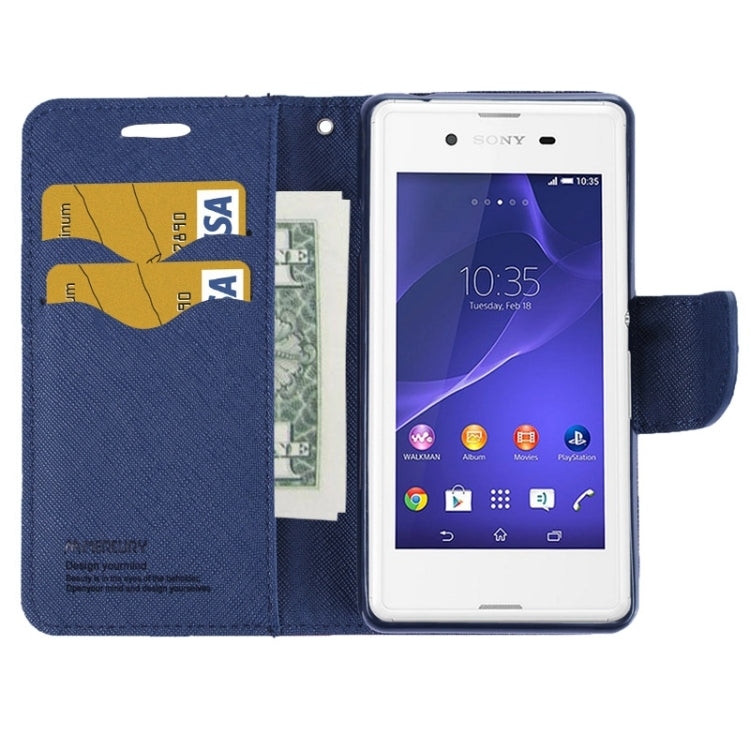 MERCURY Cross Texture Contrast Color Style Leather Case with Holder & Card Slots & Wallet for Sony Xperia E3