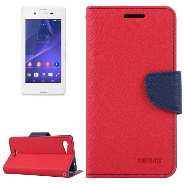 MERCURY Cross Texture Contrast Color Style Leather Case with Holder & Card Slots & Wallet for Sony Xperia E3