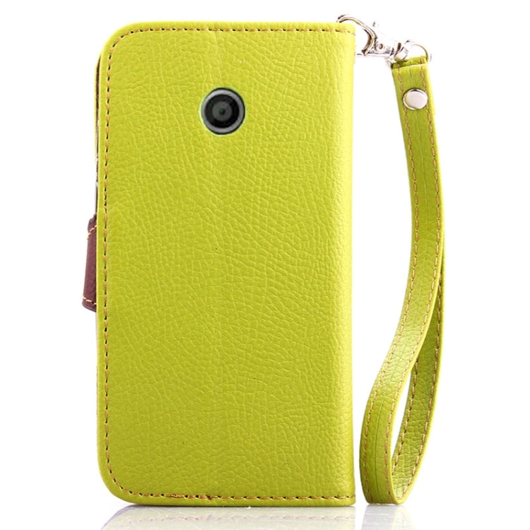 Leaf Magnetic Snap Litchi Texture Horizontal Flip Leather Case with Card Slots & Wallet & Holder & Lanyard for Motorola Moto E / XT1021