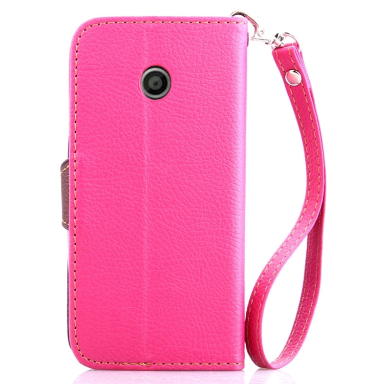 Leaf Magnetic Snap Litchi Texture Horizontal Flip Leather Case with Card Slots & Wallet & Holder & Lanyard for Motorola Moto E / XT1021