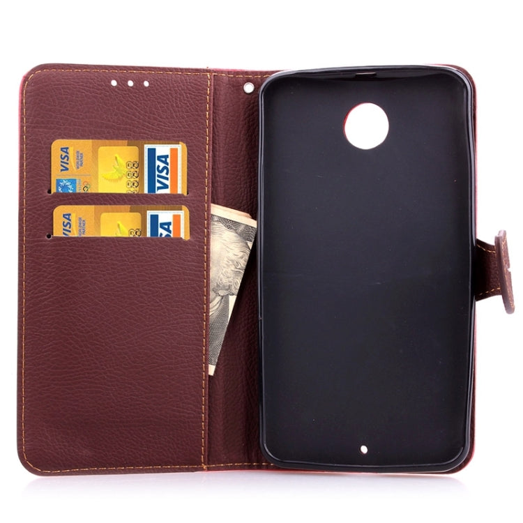 Leaf Magnetic Snap Litchi Texture Horizontal Flip Leather Case with Card Slots & Wallet & Holder & Lanyard for Google Nexus 6