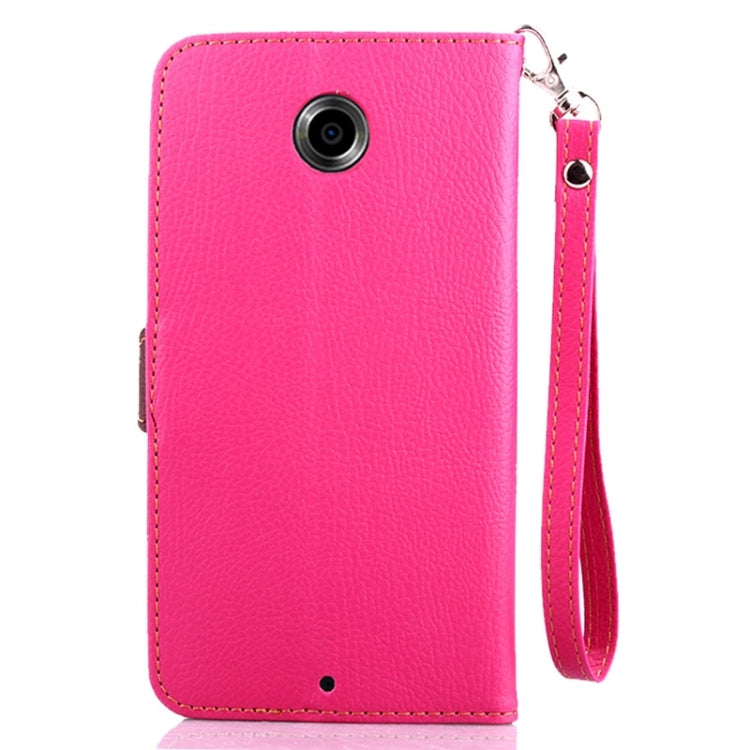 Leaf Magnetic Snap Litchi Texture Horizontal Flip Leather Case with Card Slots & Wallet & Holder & Lanyard for Google Nexus 6