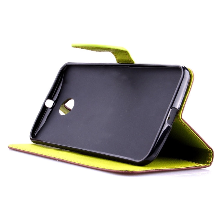 Leaf Magnetic Snap Litchi Texture Horizontal Flip Leather Case with Card Slots & Wallet & Holder & Lanyard for Google Nexus 6