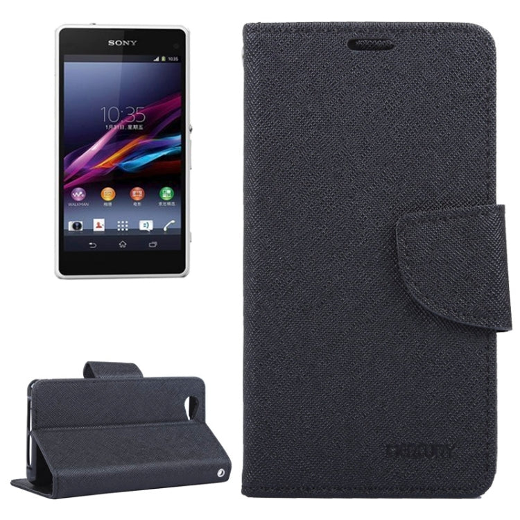 MERCURY Cross Texture Contrast Color Style Leather Case with Holder & Card Slots & Wallet for Sony Xperia Z1 Compact