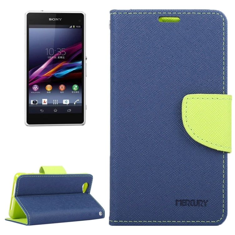 MERCURY Cross Texture Contrast Color Style Leather Case with Holder & Card Slots & Wallet for Sony Xperia Z1 Compact