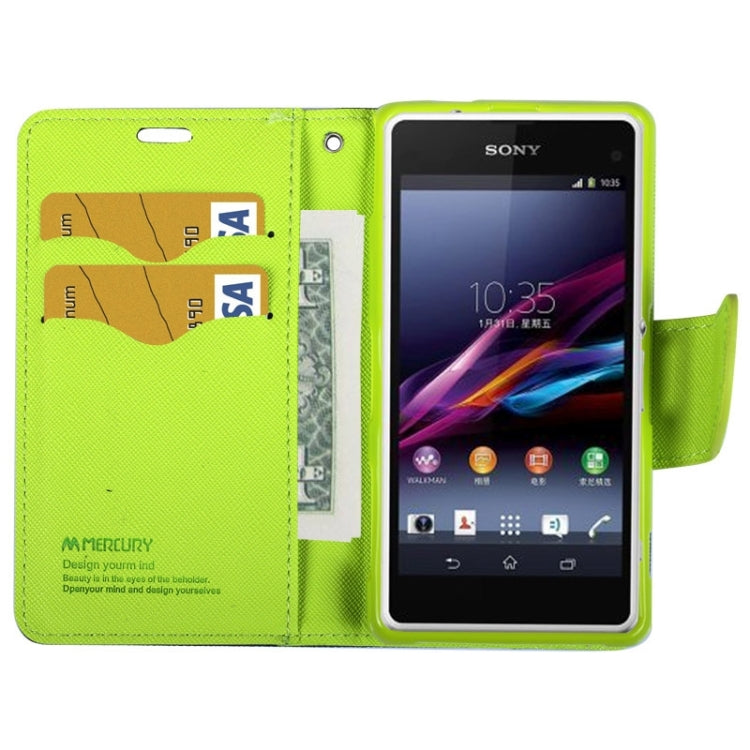 MERCURY Cross Texture Contrast Color Style Leather Case with Holder & Card Slots & Wallet for Sony Xperia Z1 Compact