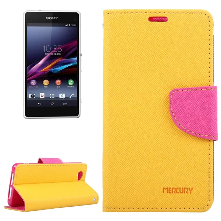 MERCURY Cross Texture Contrast Color Style Leather Case with Holder & Card Slots & Wallet for Sony Xperia Z1 Compact