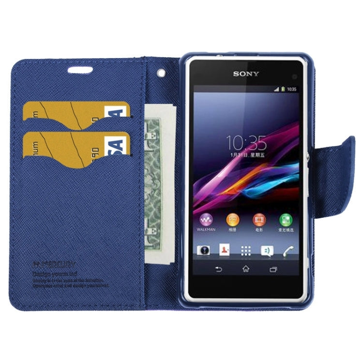 MERCURY Cross Texture Contrast Color Style Leather Case with Holder & Card Slots & Wallet for Sony Xperia Z1 Compact